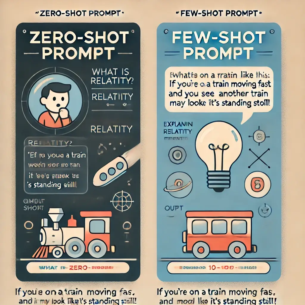 A graphic comparing a "Zero-Shot Prompt" to a "Few-Shot Prompt" 