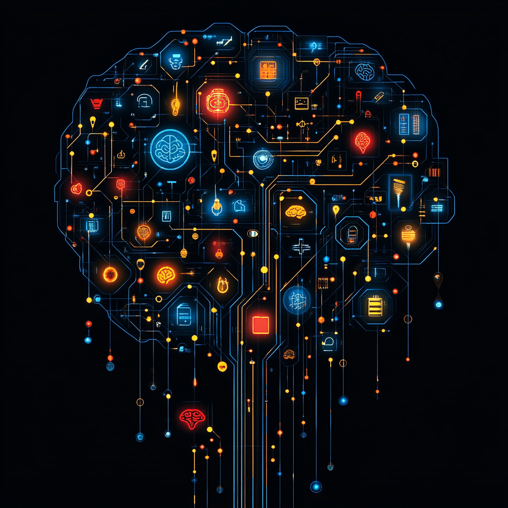 Role instructions in prompt engineering: An abstract illustration of artificial intelligence with a brain-shaped circuit board.